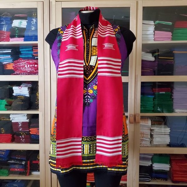 Custom Red and White Kente Stoles
