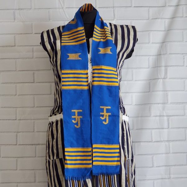 Jack and Jill Kente Stoles -Blue and Gold