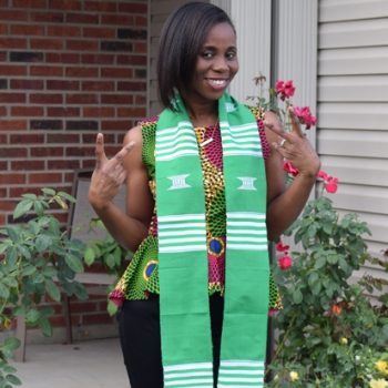 Custom Green and White Kente Stole