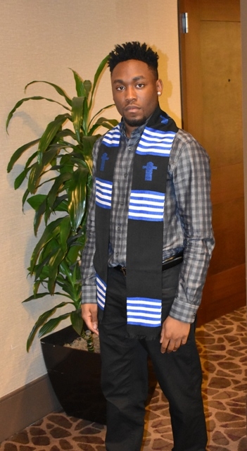 Black and Blue and White  Kente Stole Cross