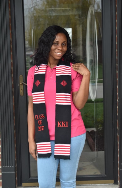 Custom Black Red and White Kente Stole