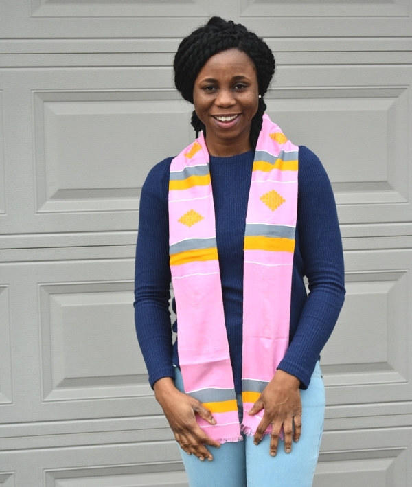 Pink Gray and Yellow Kente Stole