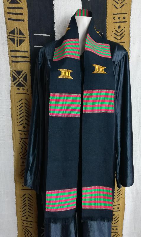 Custom Black with Green and Red Kente Stoles