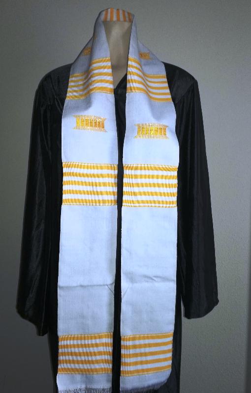 White and Gold Kente Stoles-Blank