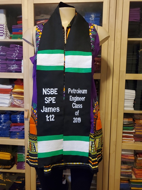 Nigerian Flag Kente Stoles New Design-Black