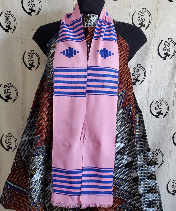 Custom Pink with Blue Kente Stole
