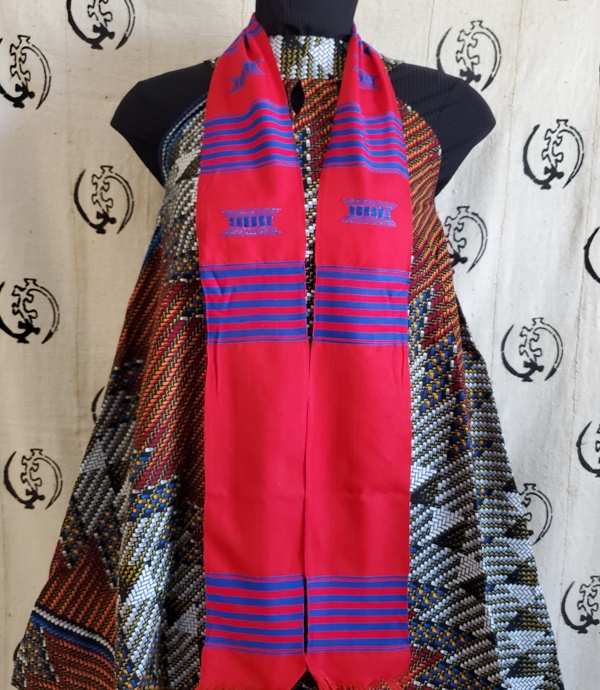 Custom Red and Blue Kente Stoles