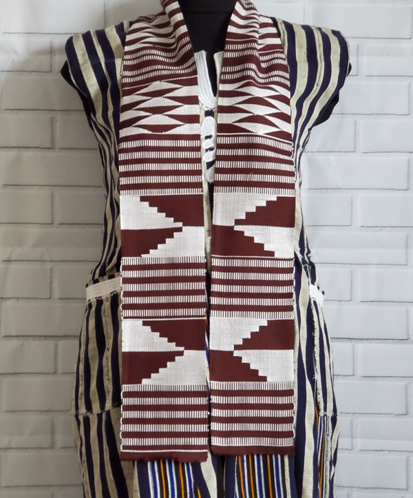 Brown and White Kente Stoles