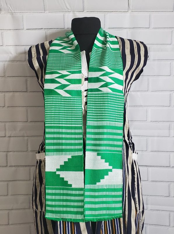 Green and White Kente Stoles
