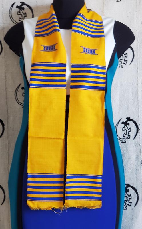 Custom Yellow and Royal Blue Kente Stole