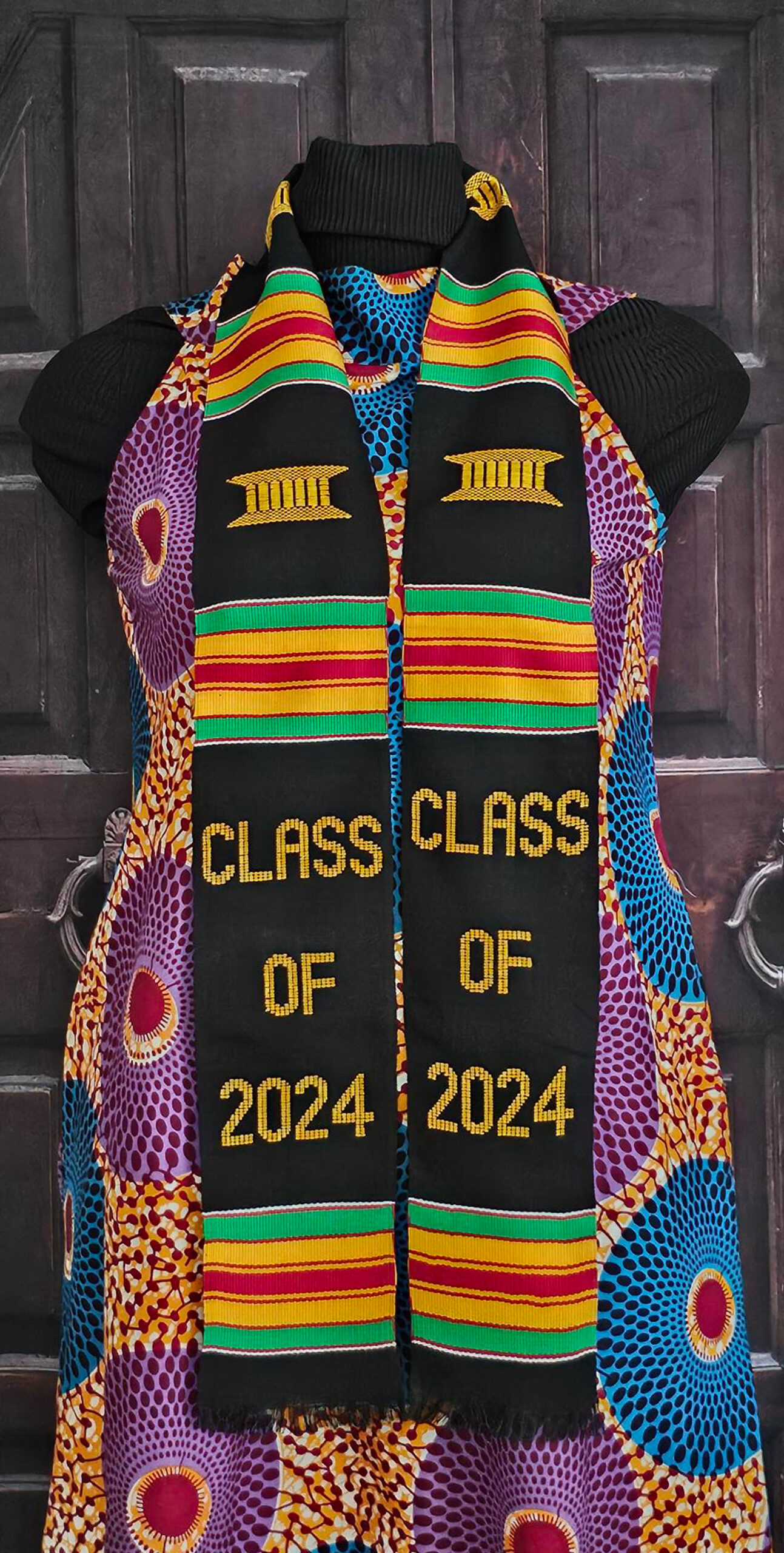 Class of 2024 Graduation Kente Stoles Black