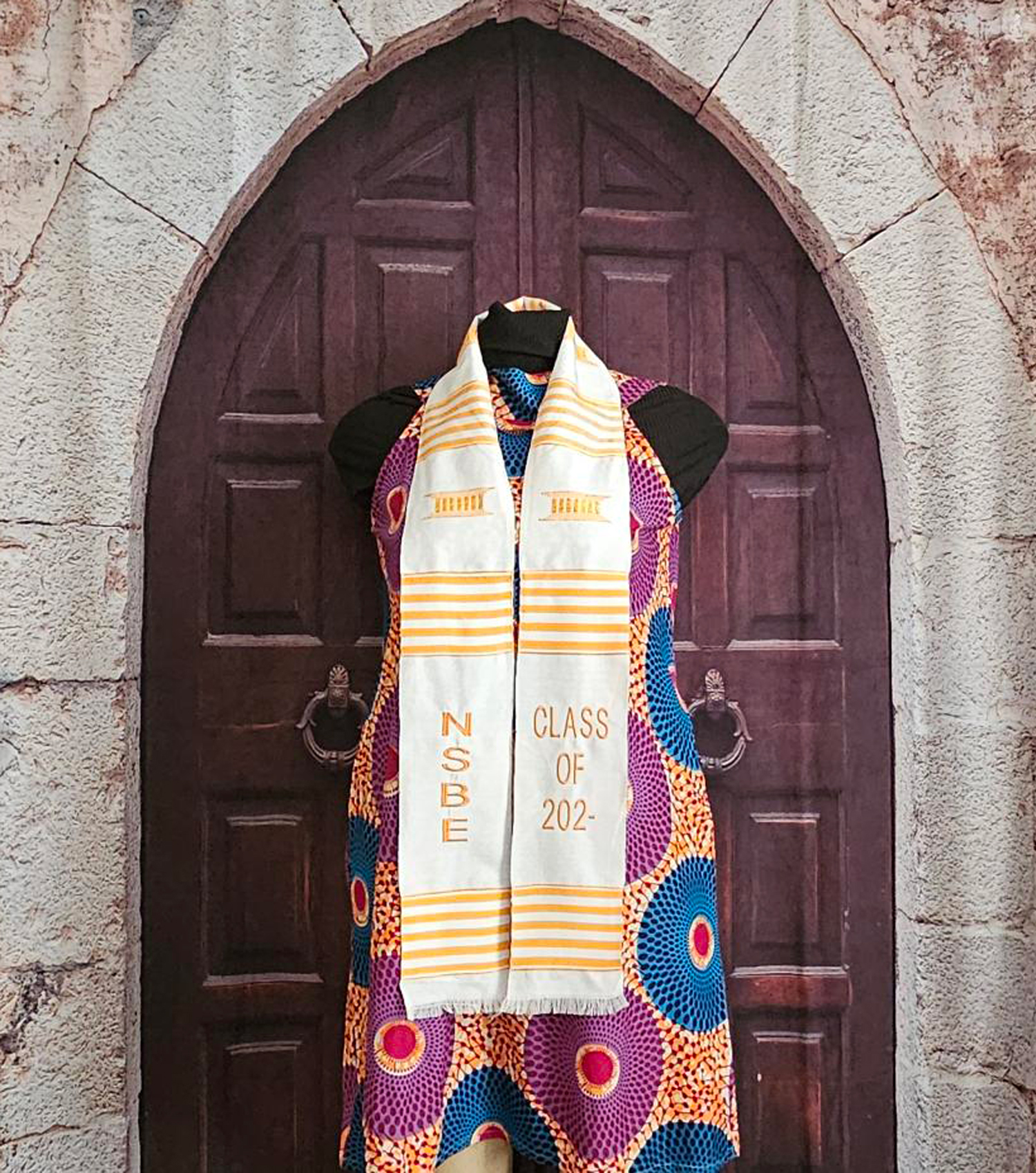 NSBE White and Gold Kente Stole 2024
